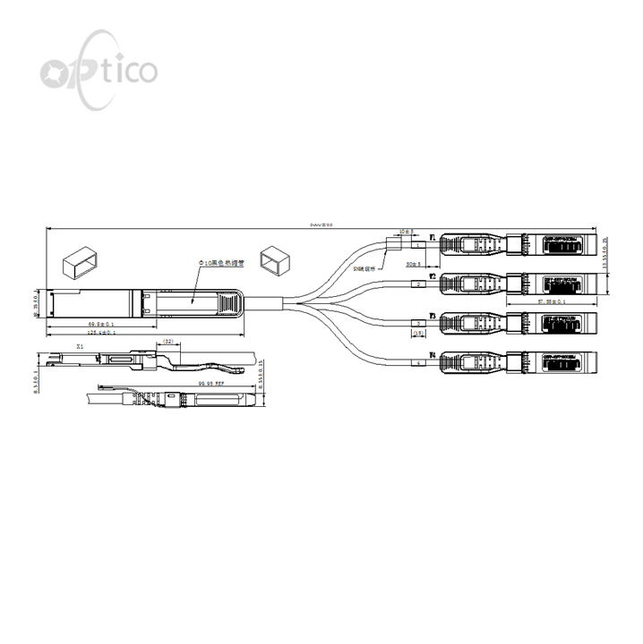 100G QSFP28 To 4xSFP28 DAC Cable