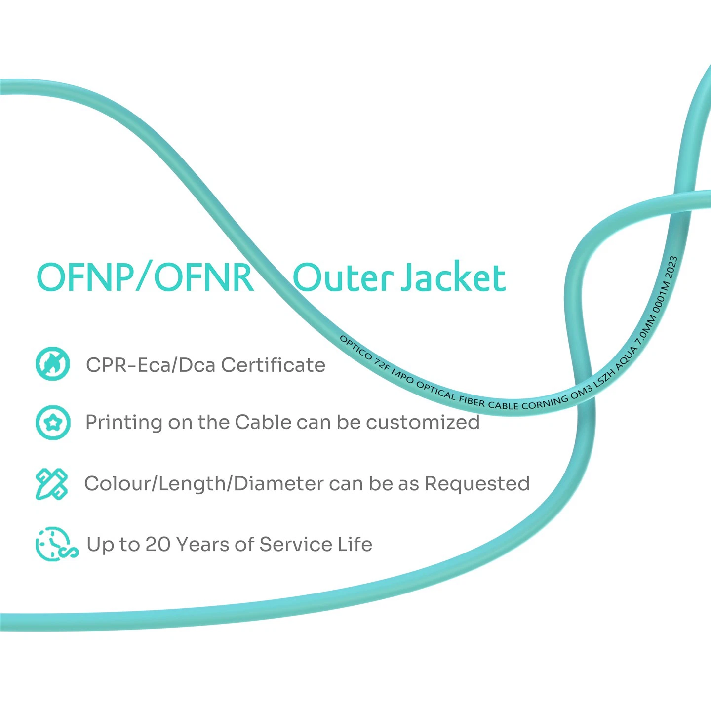 72F MTP MPO Fiber Cable OM3