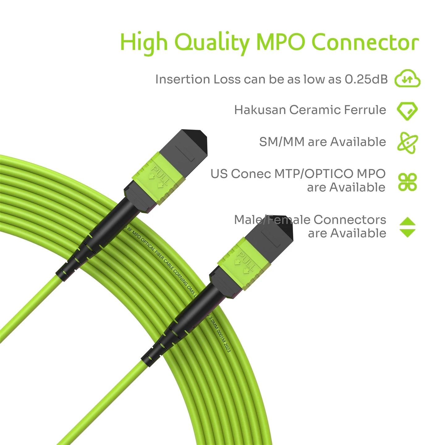 8F MPO-MPO Male Trunk Cable OM5 8F MPO-MPO Male Trunk Cable OM5